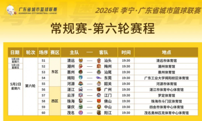 粤BA常规赛第六轮门票，开启预约！ 