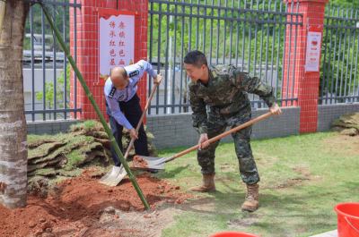 当橄榄绿遇见藏青蓝，他们携手共筑绿美家园！