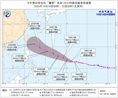 “蔷琵”加强为超强台风 未来或将继续加强 最新路径